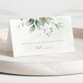 Tarjeta De Asiento Elegante Eucalyptus deja Boda de oro de la vegetac
