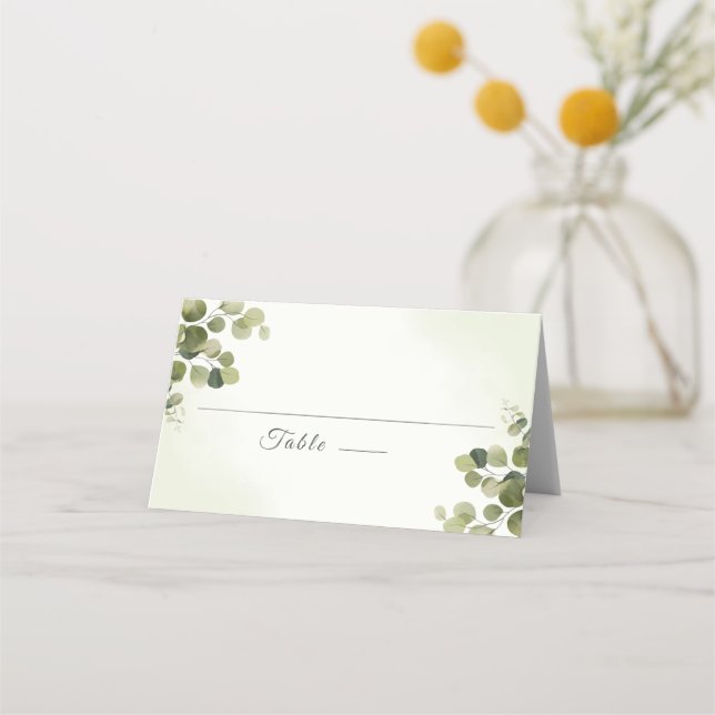 Tarjeta De Asiento Elegante Eucalyptus Rústico Sale Boda Presupuestar (Anverso)