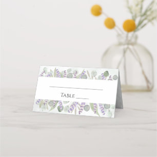 Tarjeta De Asiento Elegante Eucalyptus y Lavender Rústico Boho Boda