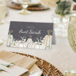 Tarjeta De Asiento Elegante Farmhouse Temática Calabaza Placecards
