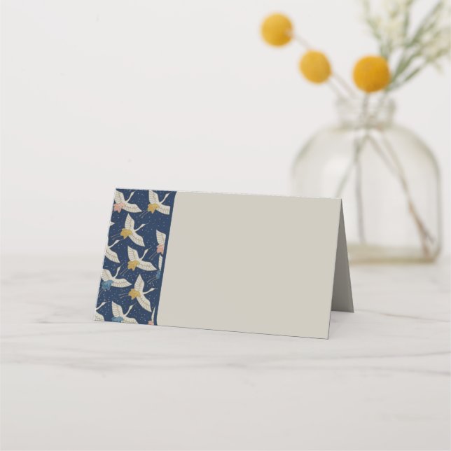 Tarjeta De Asiento Elegante fiesta de la Boda Azul de Grullas Japones (Anverso)