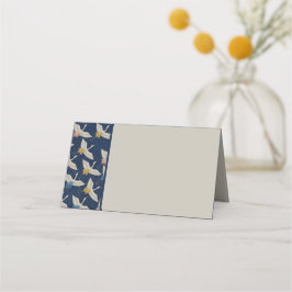 Tarjeta De Asiento Elegante fiesta de la Boda Azul de Grullas Japones