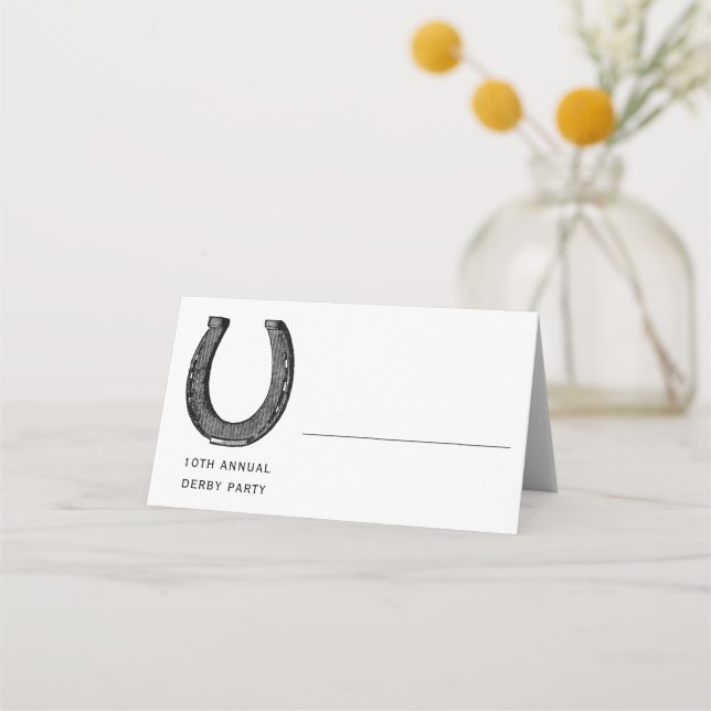 Tarjeta De Asiento Elegante Fiesta Derby de la carrera de caballos bl (Anverso)