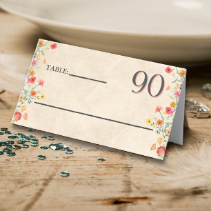 Tarjeta De Asiento Elegante flor 90 años Fiesta Floral 90 cumpleaños