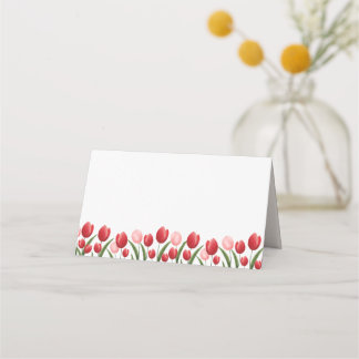 Tarjeta De Asiento Elegante flor de primavera Tulipán rosa y rojo