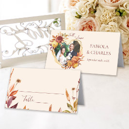 Tarjeta De Asiento Elegante Floral Boho Enamórate Foto Boda