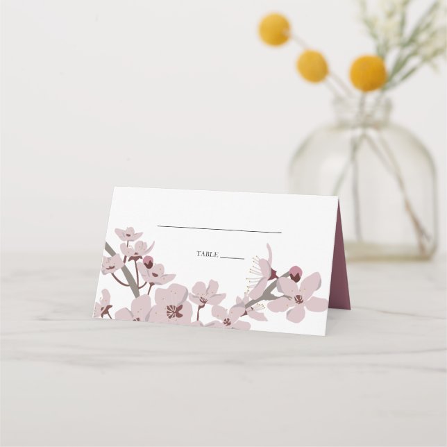 Tarjeta De Asiento Elegante Floral Cherry Blossom Boda Place Card (Anverso)