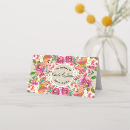 Tarjeta De Asiento Elegante Floral Rústico Chic Kraft Asientos de Mes