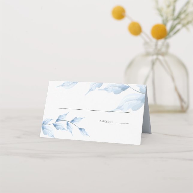 Tarjeta De Asiento Elegante Foliage azul turbio (Anverso)