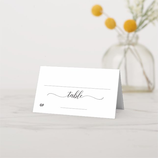 Tarjeta De Asiento Elegante Gluten Free Meal Option Boda Place Card (Anverso)