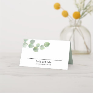 Tarjeta De Asiento Elegante Green Gold Eucalyptus Nombres Boda de fec