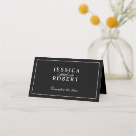 Tarjeta De Asiento Elegante guión blanco y negro