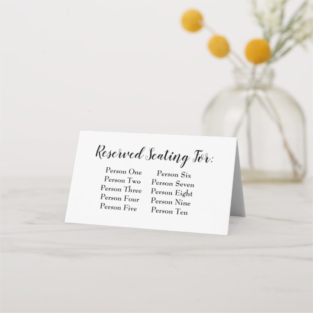 Tarjeta De Asiento Elegante guión Boda negro gráfico de asientos (Anverso)