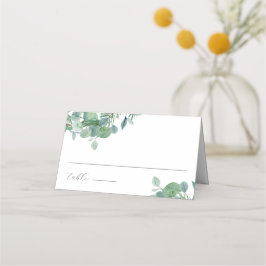 Tarjeta De Asiento Elegante guión verde deja al Boda Eucalyptus