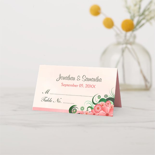 Tarjeta De Asiento Elegante Hibiscus Floral Luz de mesa plegada rosad (Anverso)