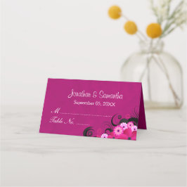 Tarjeta De Asiento Elegante Hibiscus Floral Oscuro Fuchsia Mesa plega