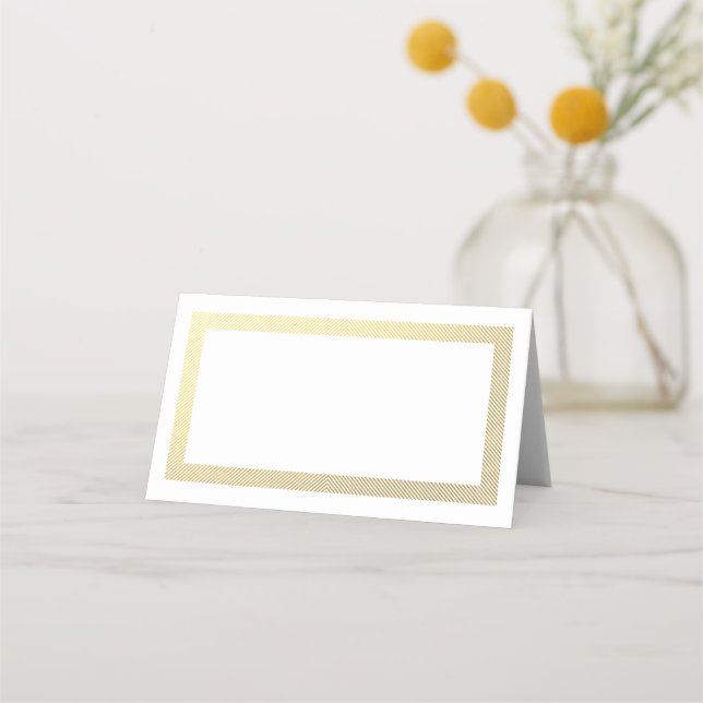Tarjeta De Asiento Elegante invitado de mesa en blanco con borde dora (Anverso)