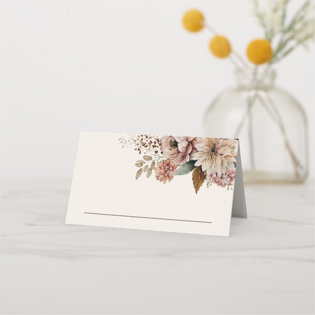 Tarjeta De Asiento Elegante jardín acuático otoño floral boda boho (Anverso)