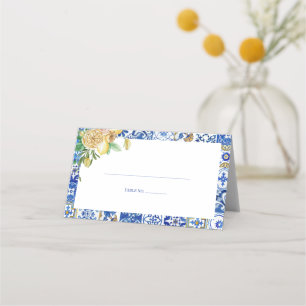 Tarjeta De Asiento Elegante Lluvia de Novia Floral Mediterránea con L