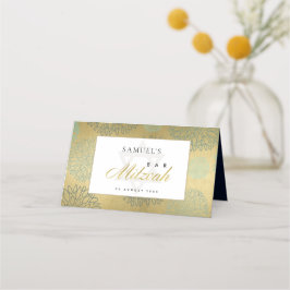 TARJETA DE ASIENTO ELEGANTE LUX NAVY GOLD DAHLIA FLORA BAR MITZVAH