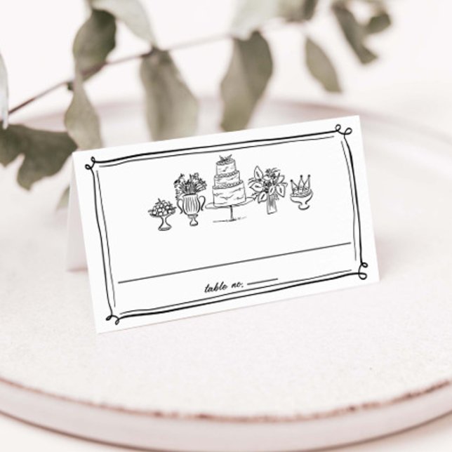Tarjeta De Asiento Elegante Mano Dibujando Doodles Gribbles Líneas Bo (Subido por el creador)