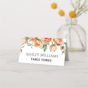 Tarjeta De Asiento Elegante melocotón flores boda floral
