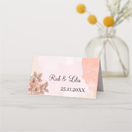 Tarjeta De Asiento Elegante mesa Boda personalizada de flores marrone