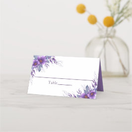 Tarjeta De Asiento Elegante mesa de Boda de flores moradas