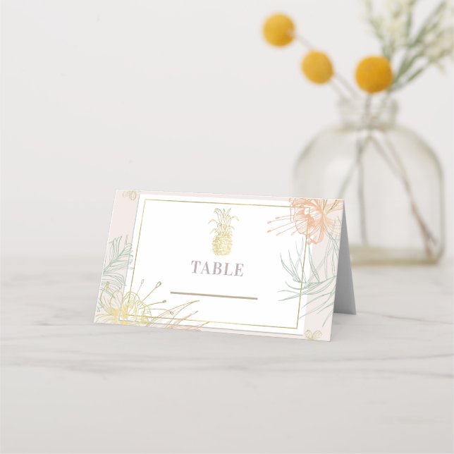 Tarjeta De Asiento Elegante Mesa de Boda Floral Botánica Tropical (Anverso)