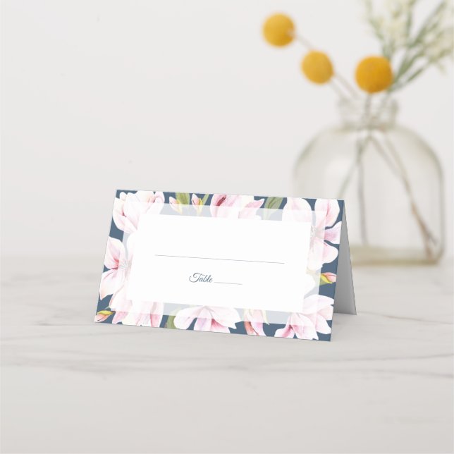 Tarjeta De Asiento Elegante mesa de Boda Magnolia (Anverso)