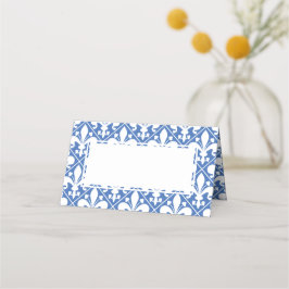 Tarjeta De Asiento Elegante mesa de cena de flores azules y blancas d