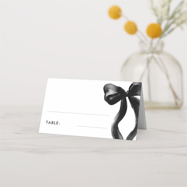 Tarjeta De Asiento Elegante mesa de ducha de novias de Black Bow (Anverso)