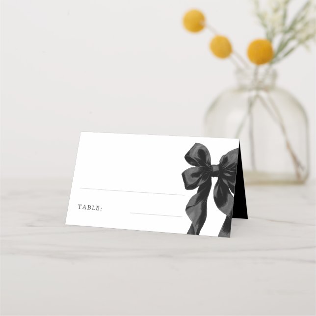 Tarjeta De Asiento Elegante mesa de ducha de novias de Black Bow (Anverso)