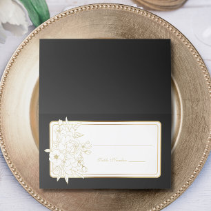 Tarjeta De Asiento Elegante mesa tradicional floral de oro blanco neg