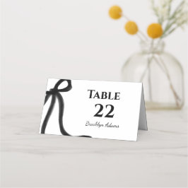 Tarjeta De Asiento Elegante Minimalista Sencillo Bow Negro