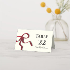 Tarjeta De Asiento Elegante Minimalista Sencillo Bow Rojo