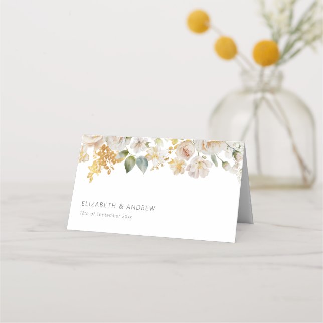 Tarjeta De Asiento Elegante Moda Rubor Roses rosados Boda floral (Anverso)