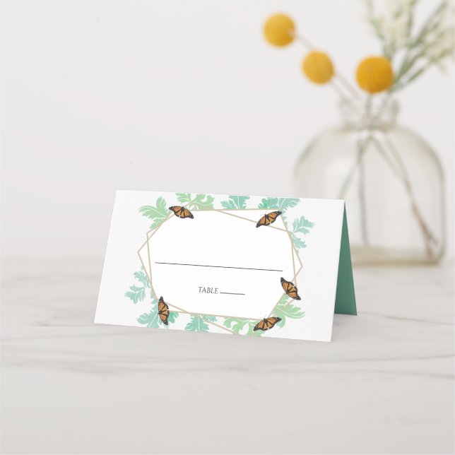 Tarjeta De Asiento Elegante Monarch Butterfly Boda Place Card (Anverso)