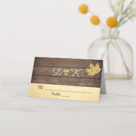 Tarjeta De Asiento Elegante Monograma Rústico Barn Madera Campo Boda