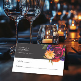 Tarjeta De Asiento Elegante Moody Vibrant Harvest Floral Boda