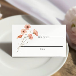 Tarjeta De Asiento Elegante Naranja Boho boda de la flor de amapola