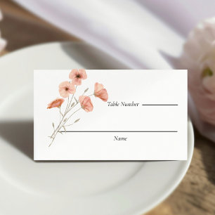 Tarjeta De Asiento Elegante Naranja Boho boda de la flor de amapola