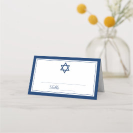Tarjeta De Asiento Elegante Navy Blue Bar Mitzvah Place Card