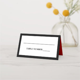 Tarjeta De Asiento Elegante negro, blanco y rojo
