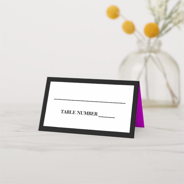 Tarjeta De Asiento Elegante negro, blanco y rosa magenta (Anverso)