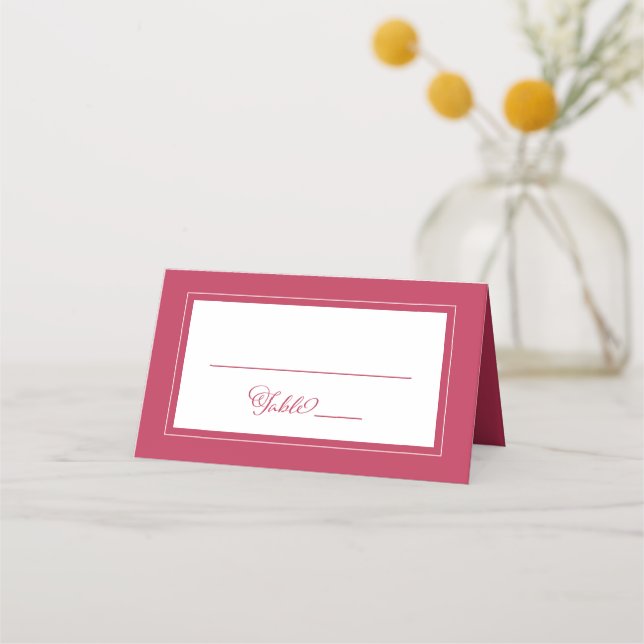 Tarjeta De Asiento Elegante número de mesa de invitados del Boda rojo (Anverso)