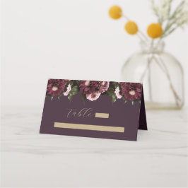 Tarjeta De Asiento Elegante Plum Purple Burgundy Boda Floral
