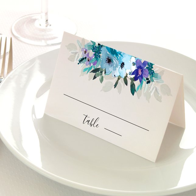 Tarjeta De Asiento Elegante primavera polvoriento azul violeta boda f (Subido por el creador)