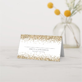 Tarjeta De Asiento Elegante Purpurina de oro Nombres Boda de fecha