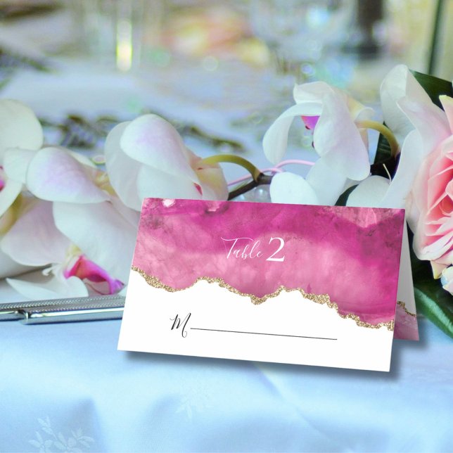 Tarjeta De Asiento Elegante recepción de Boda de Oro y Agosto Rosa (Subido por el creador)